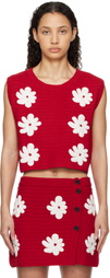 MSGM Red Crocheted Sweater Vest