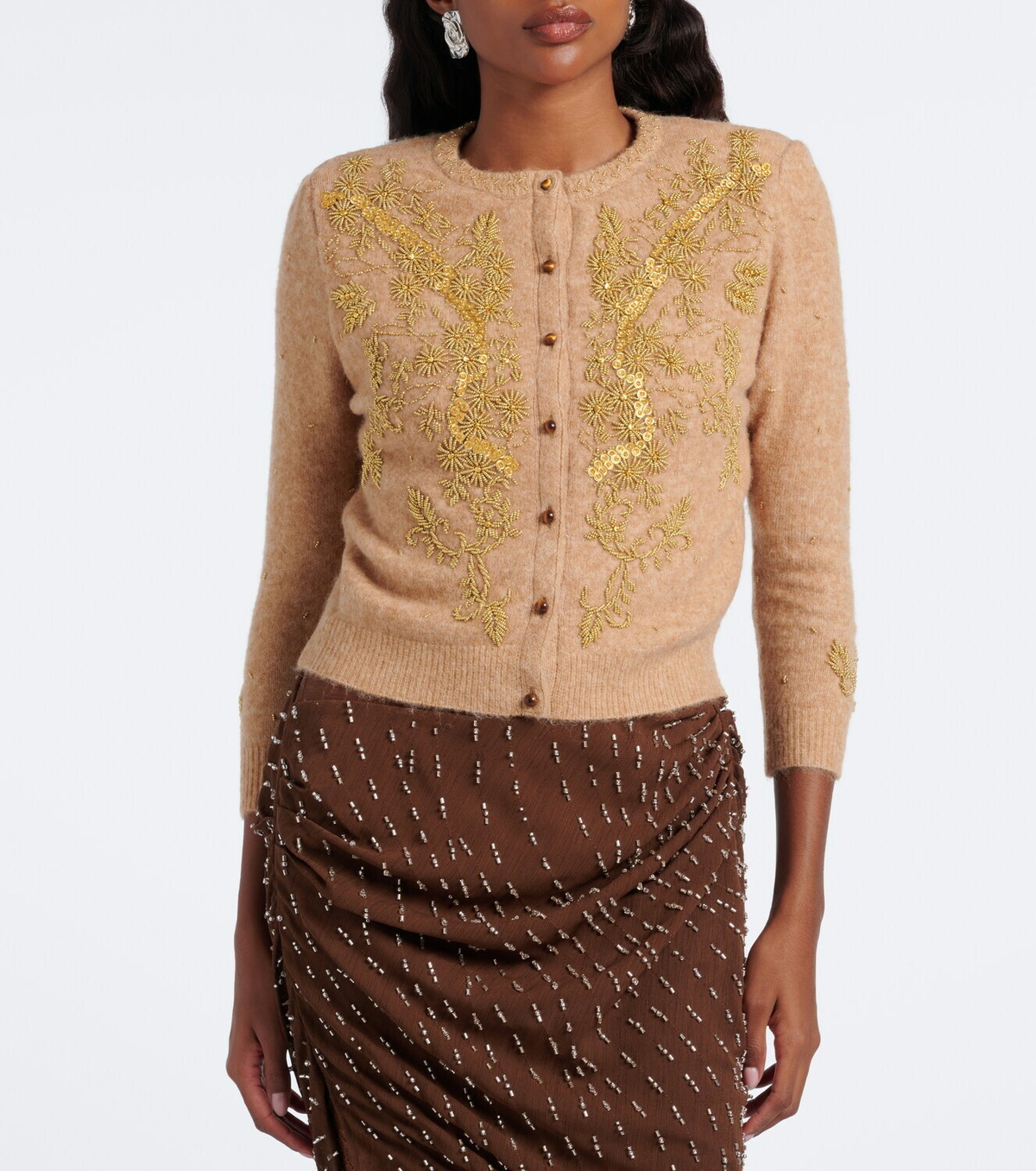 Jacques Wei Beaded wool and alpaca-blend cardigan