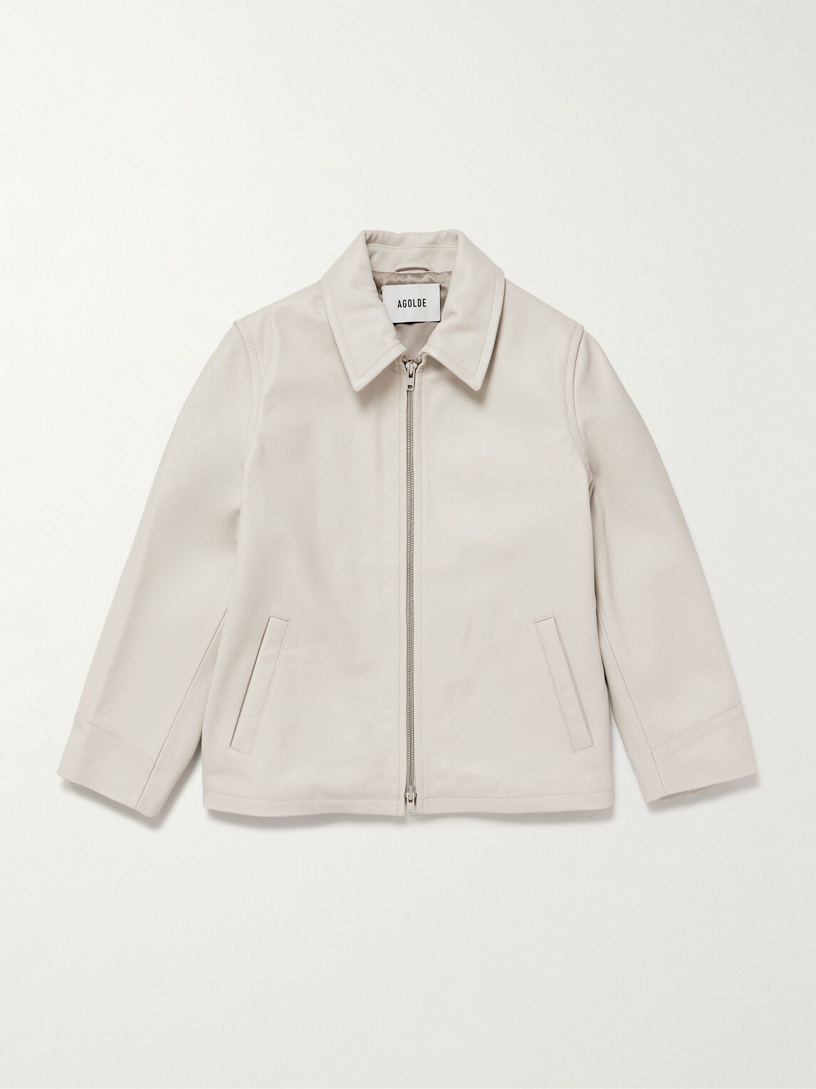 AGOLDE - Chadwick Full-Grain Leather Jacket - Neutrals
