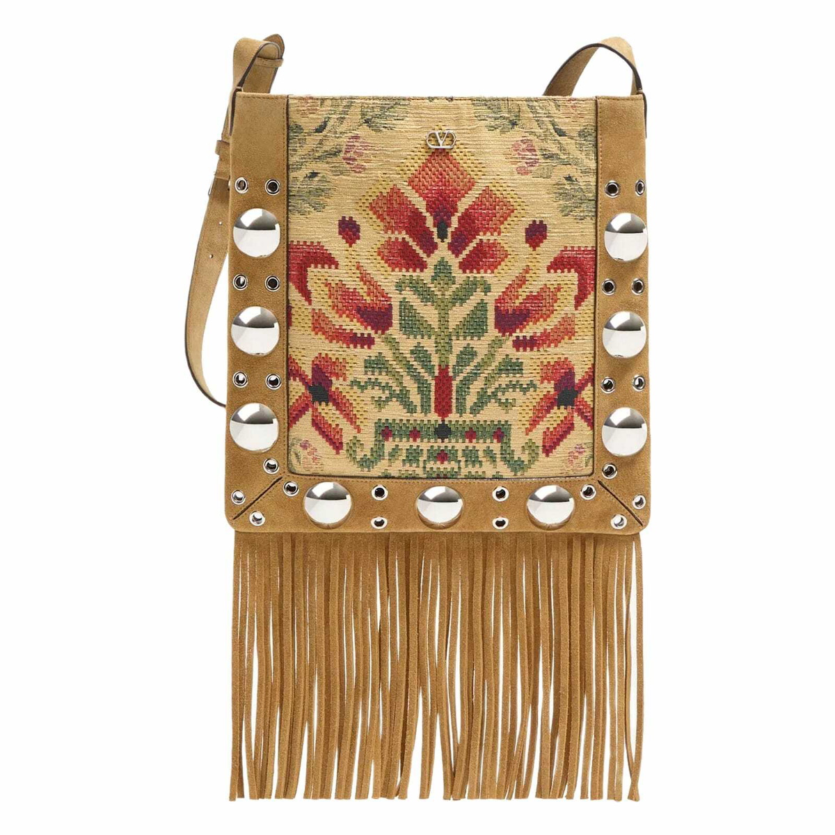 トートバッグ (VALENTINO)VLogo Locker Large fringed leather tote bag(SALE) VLogo Locker Large fringed leather tote bag in black