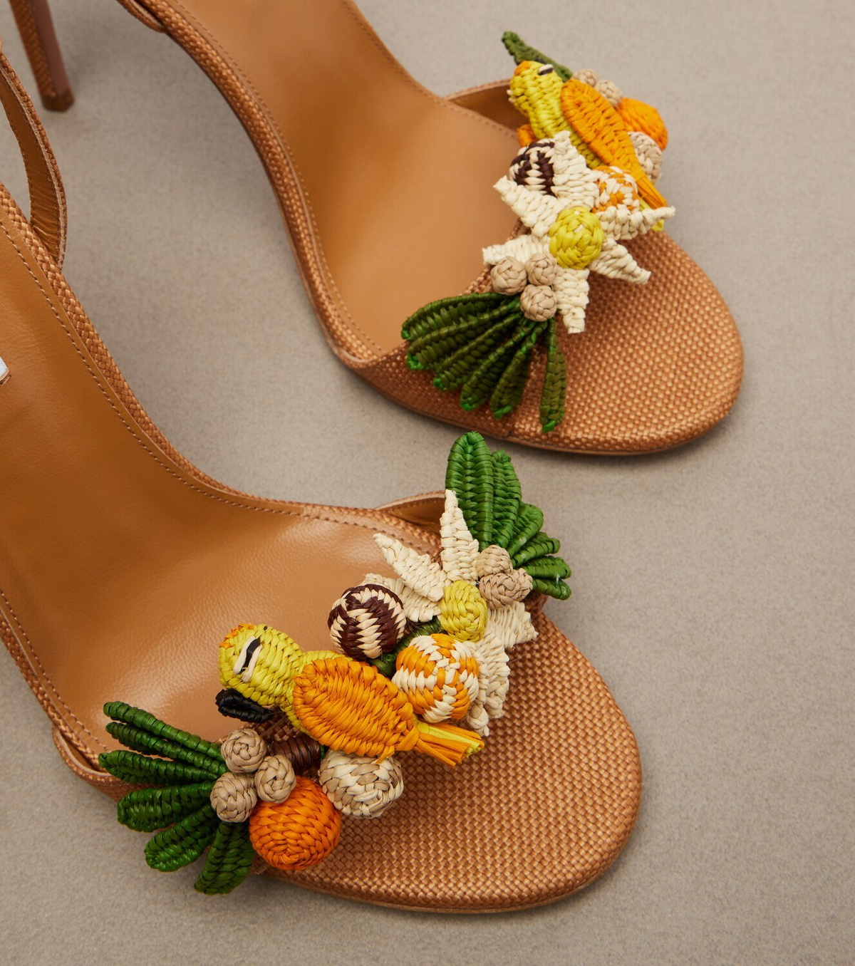 Aquazzura Birdsong raffia sandals