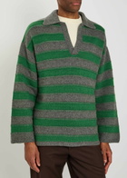 The Elder Statesman Dune Striped Cashmere Rugby Jumper Dark Green