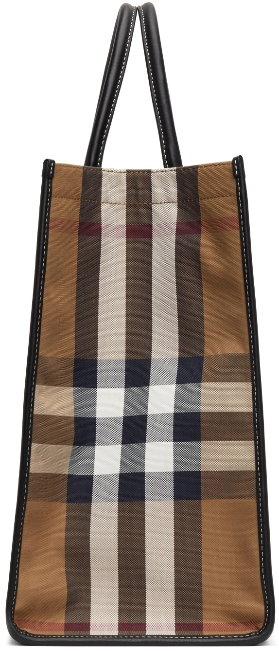 Denny Checked Tote Bag in Brown - Burberry