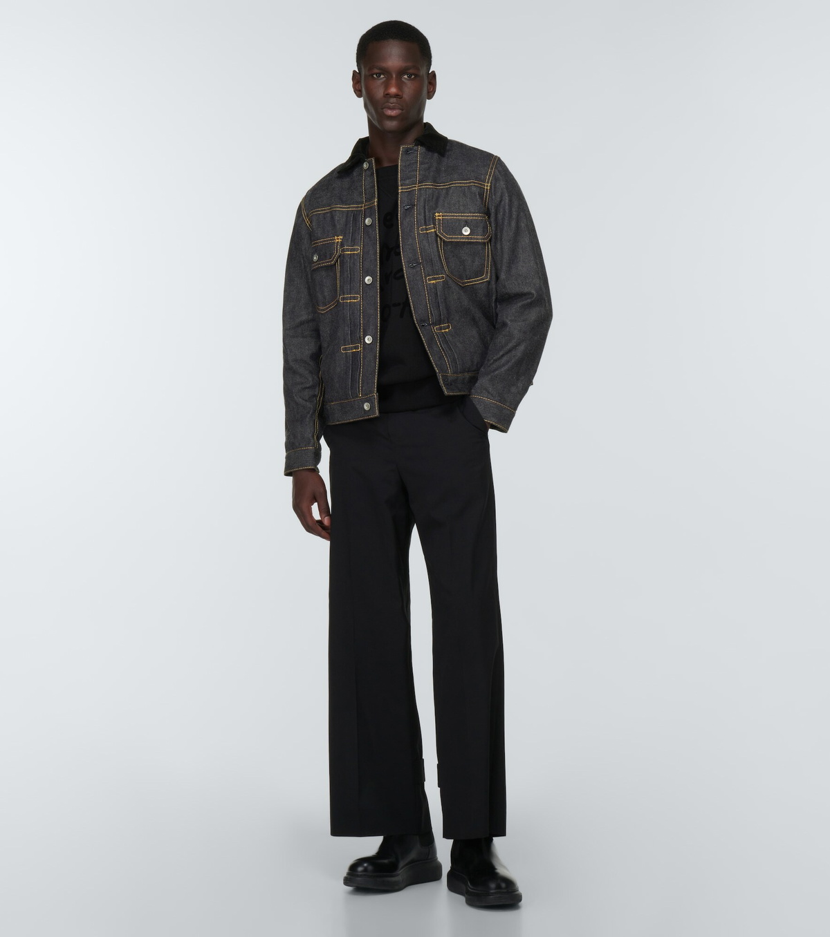 【送料&関税込】Sacai Black Wool Denim Jacket Sacai Black Paneled Denim Jacket - Jackets - Compare Prices