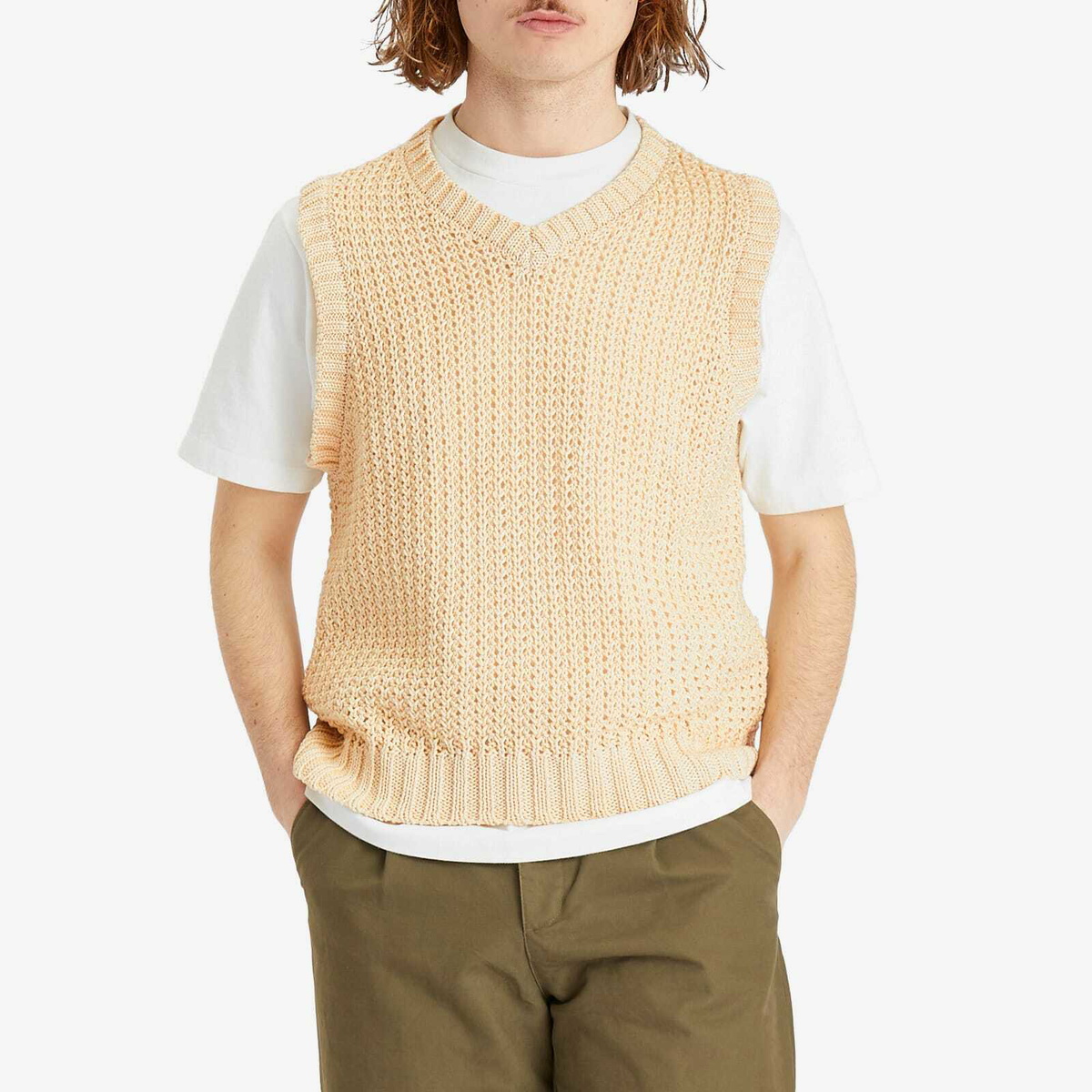 Corridor Men's Mercerised Knitted Vest in Natural