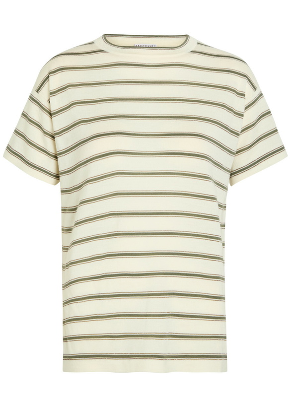 Photo: Brunello Cucinelli Striped Wool and Cashmere-blend top Beige
