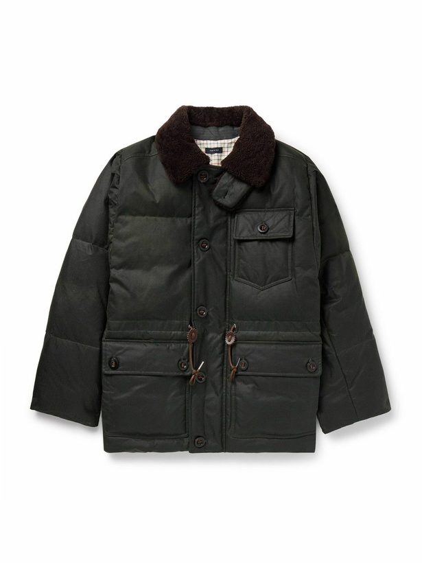 Photo: Drake's - Expedition Shearling-Trimmed Waxed Cotton-Ripstop Down Parka - Green