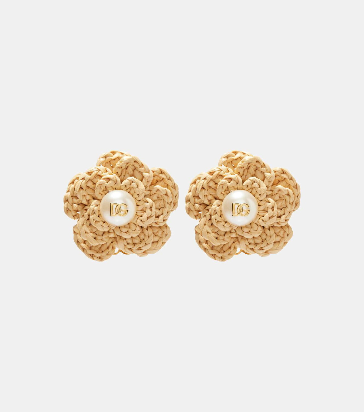 Dolce&Gabbana DG raffia-effect clip-on earrings