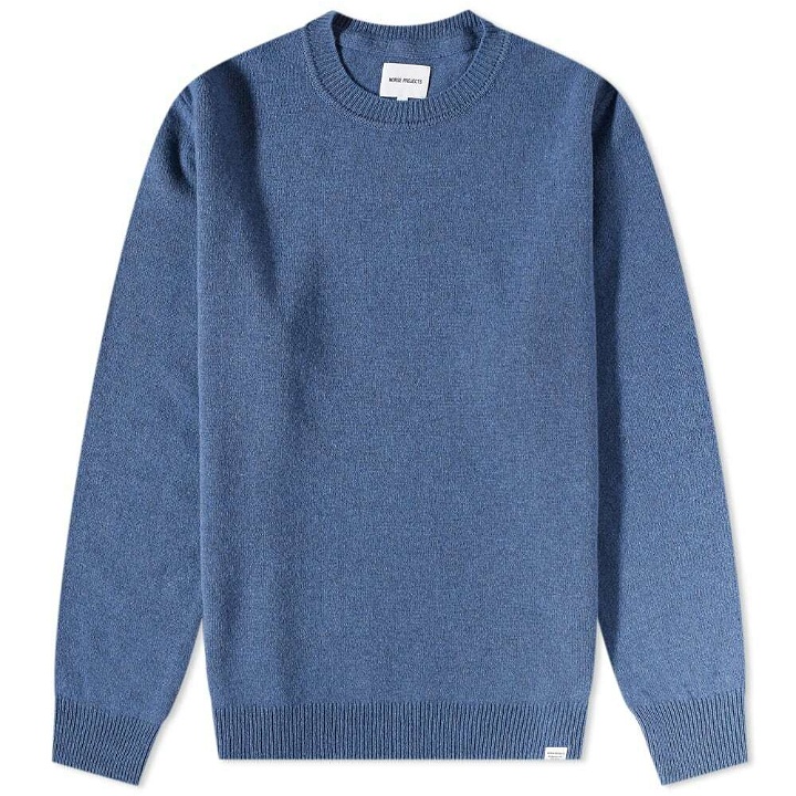 Photo: Norse Projects Men's Sigfred Lambswool Crew Knit in Calcite Blue