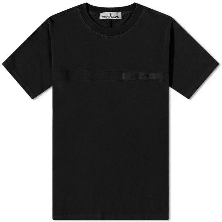 Photo: Stone Island Men's Taped Logo T-Shirt in Black