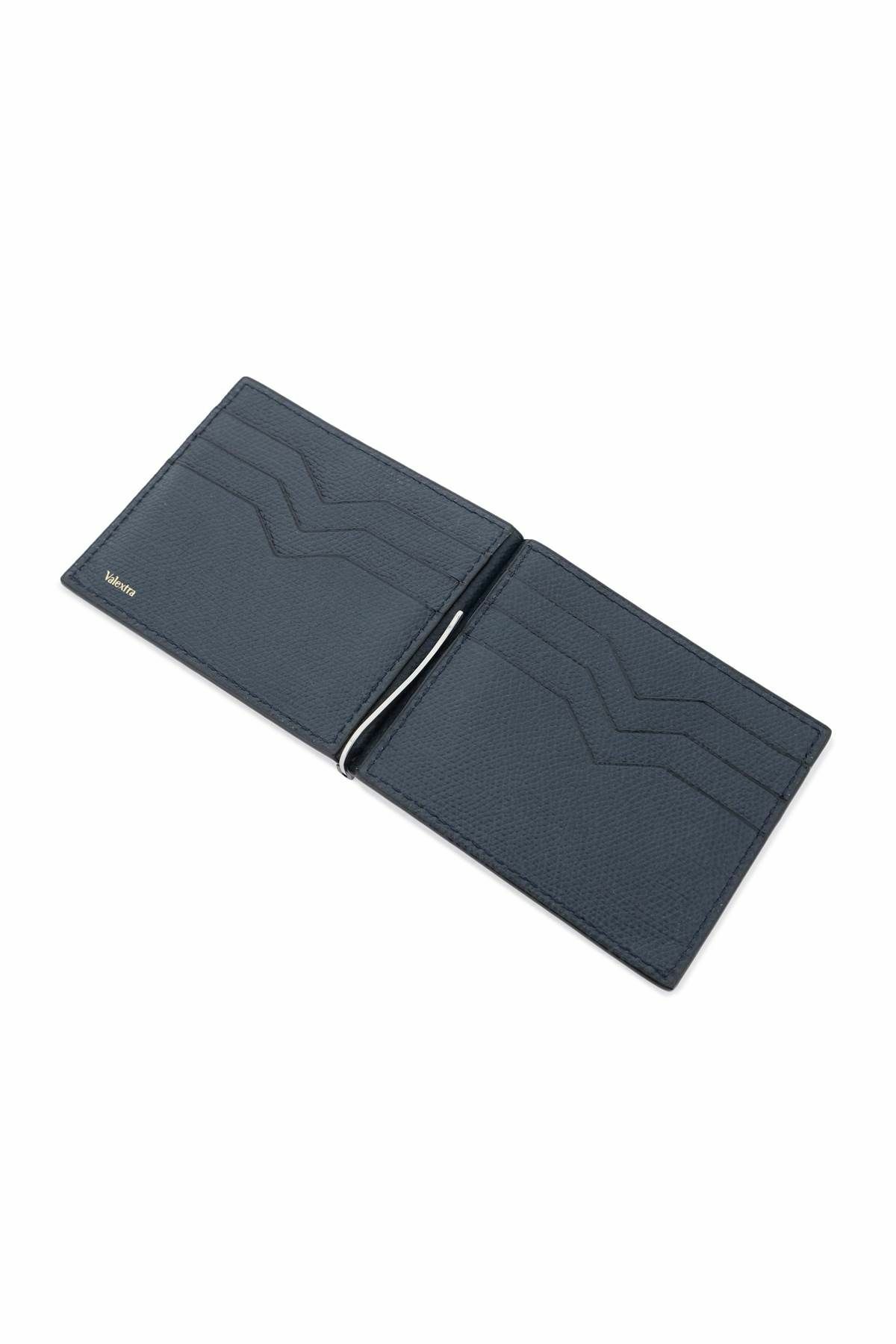 VALEXTRA leather bifold money clip wallet Blue