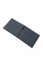 VALEXTRA leather bifold money clip wallet Blue