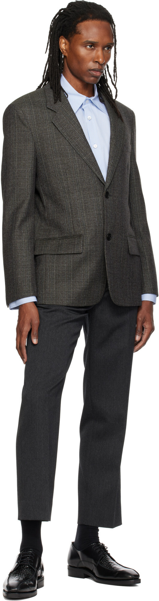 Solid Homme Brown Semi-Over Wool Set-Up Blazer
