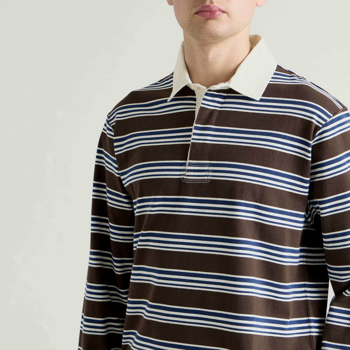 Corridor Men's Mini Stripe Rugby LS in Brown