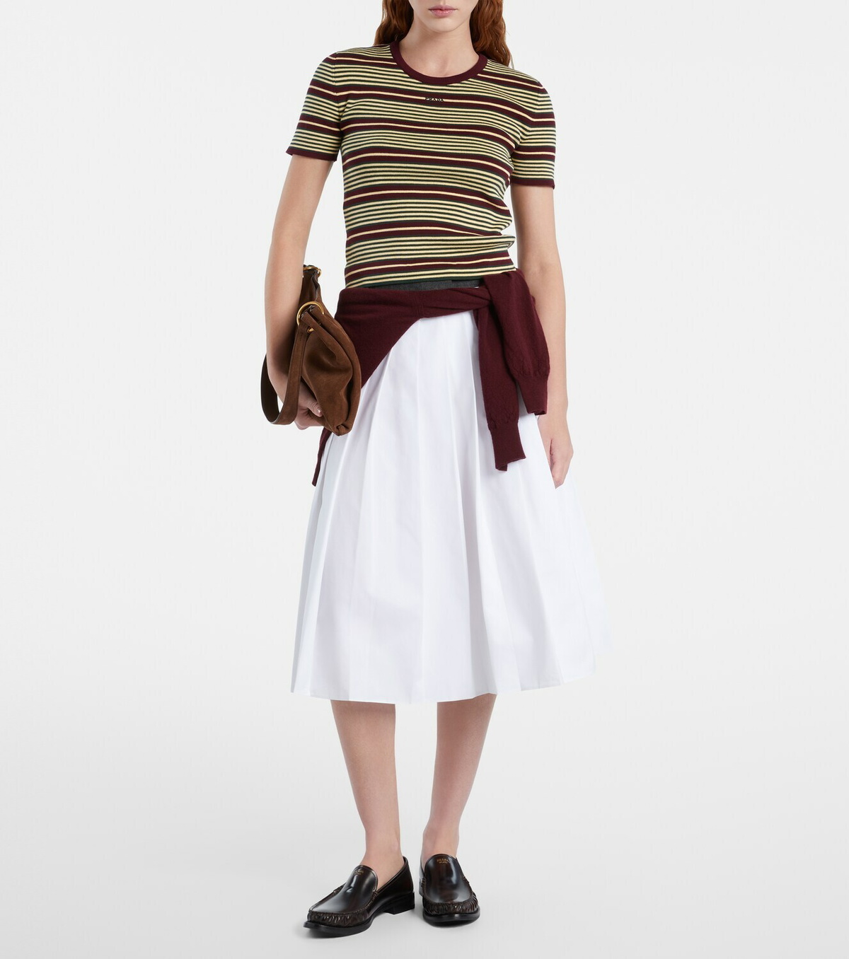 Prada Striped cotton-blend T-shirt