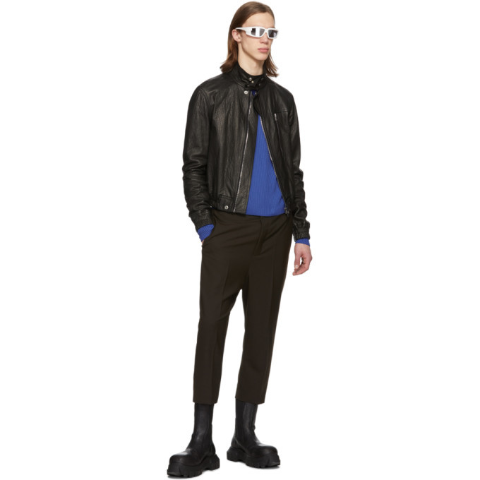 Rick Owens Black Leather IES Bomber Jacket Rick Owens