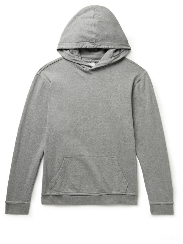 Photo: ONIA - Garment-Dyed Mélange Loopback Cotton-Jersey Hoodie - Gray