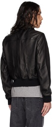 AMI Alexandre Mattiussi Black Zipped Leather Jacket