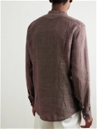 Massimo Alba - Kos Grandad-Collar Linen Half-Placket Shirt - Brown