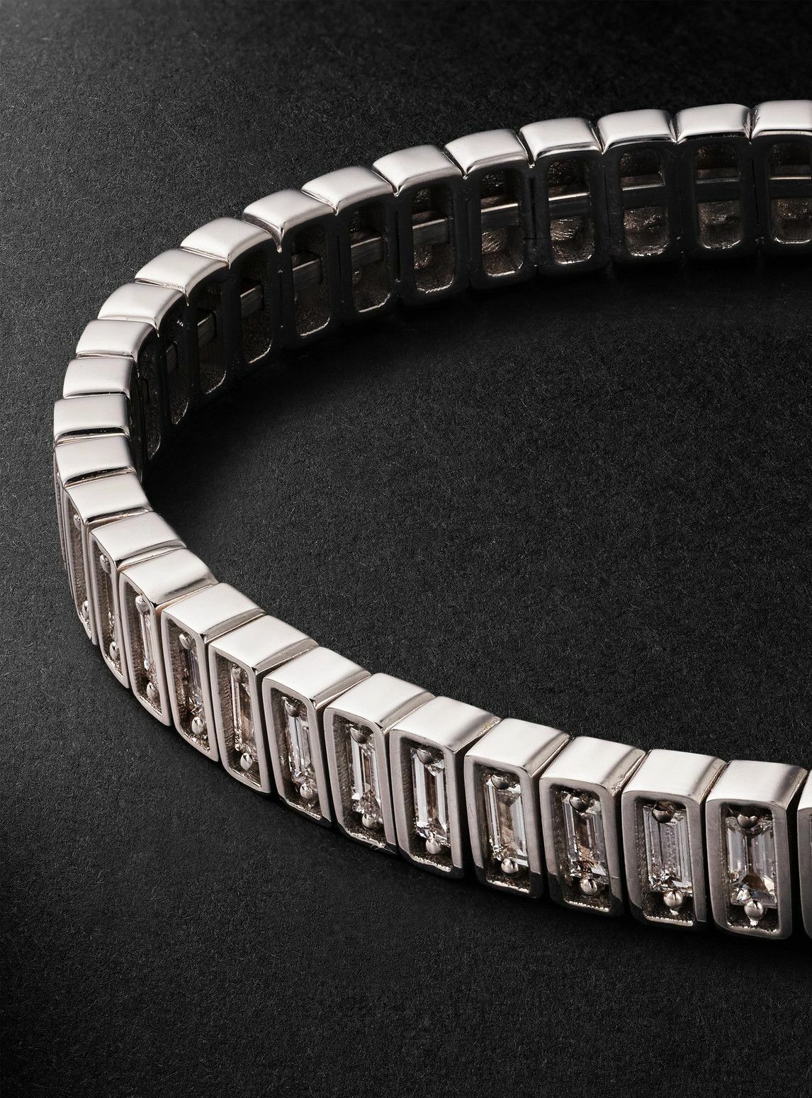 Suzanne Kalan - Inlay 18-Karat White Gold Diamond Bangle