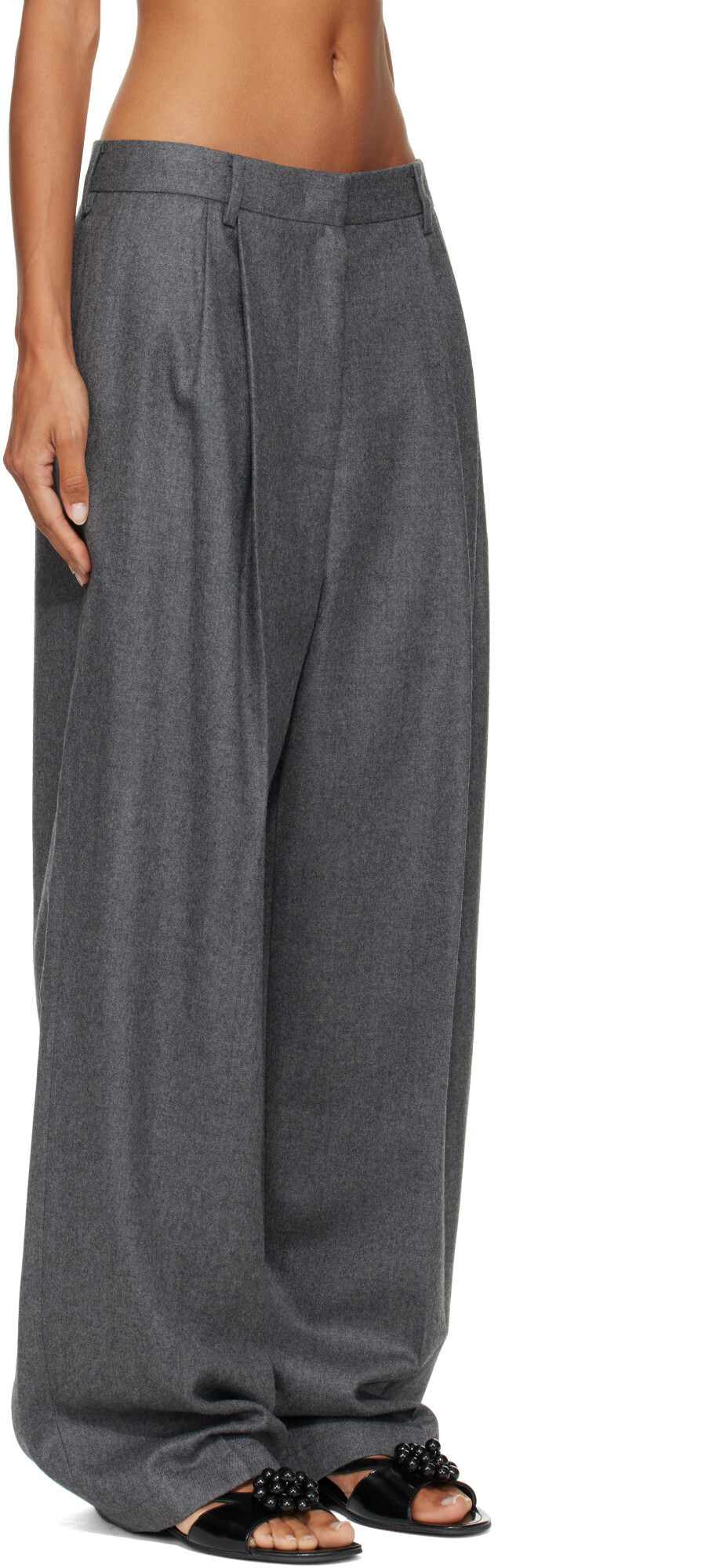 LE17SEPTEMBRE Gray Tuck Tailored Wool Trousers