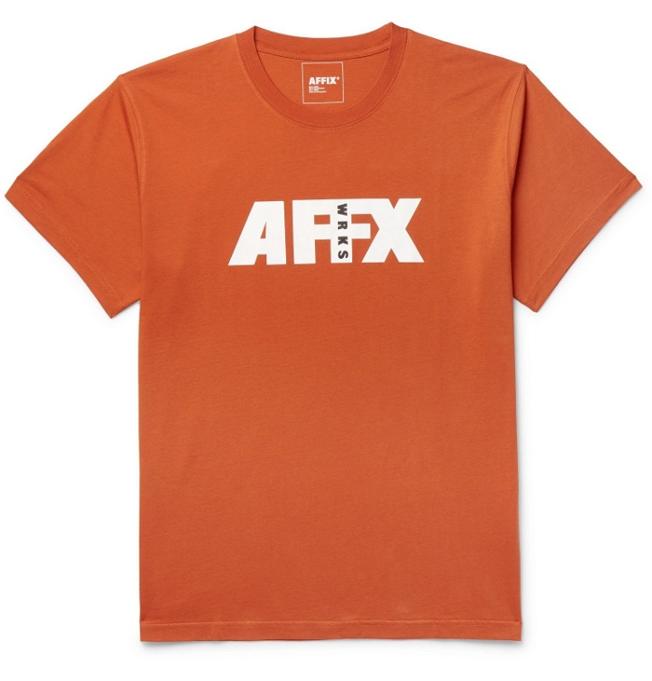 Photo: AFFIX - Logo-Print Cotton-Jersey T-Shirt - Orange