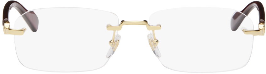 Photo: Gucci Gold & Burgundy Rimless Glasses