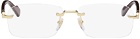 Gucci Gold & Burgundy Rimless Glasses