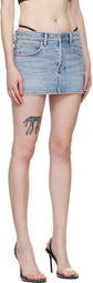 Alexander Wang Blue Diamanté Thong Denim Miniskirt