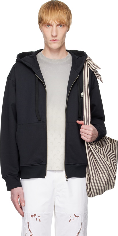 Photo: Marine Serre Black Moon Logo Fleece Zipped Hoodie
