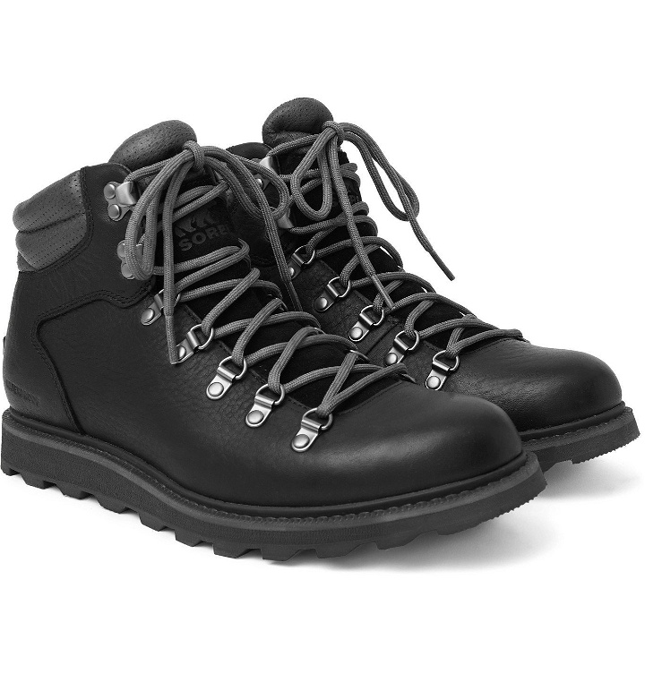 Photo: Sorel - Madson II Suede-Trimmed Textured-Leather Hiking Boots - Black