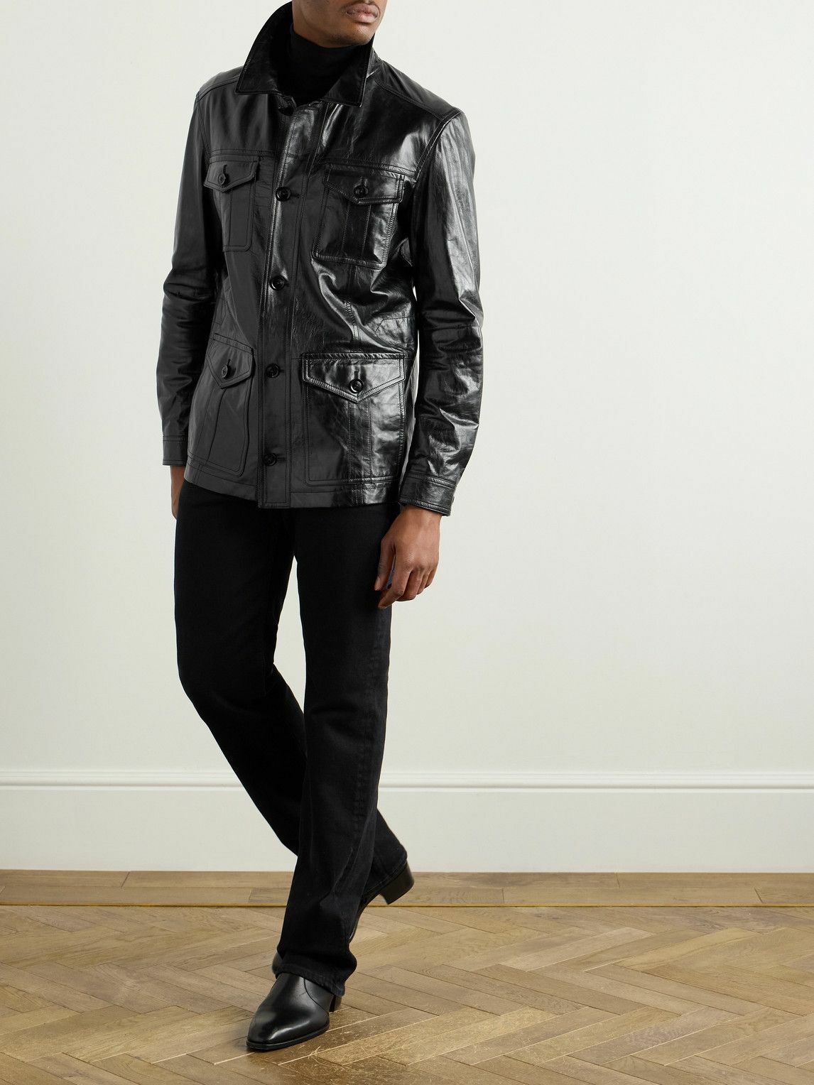 TOM FORD - Textured-Leather Jacket - Black TOM FORD