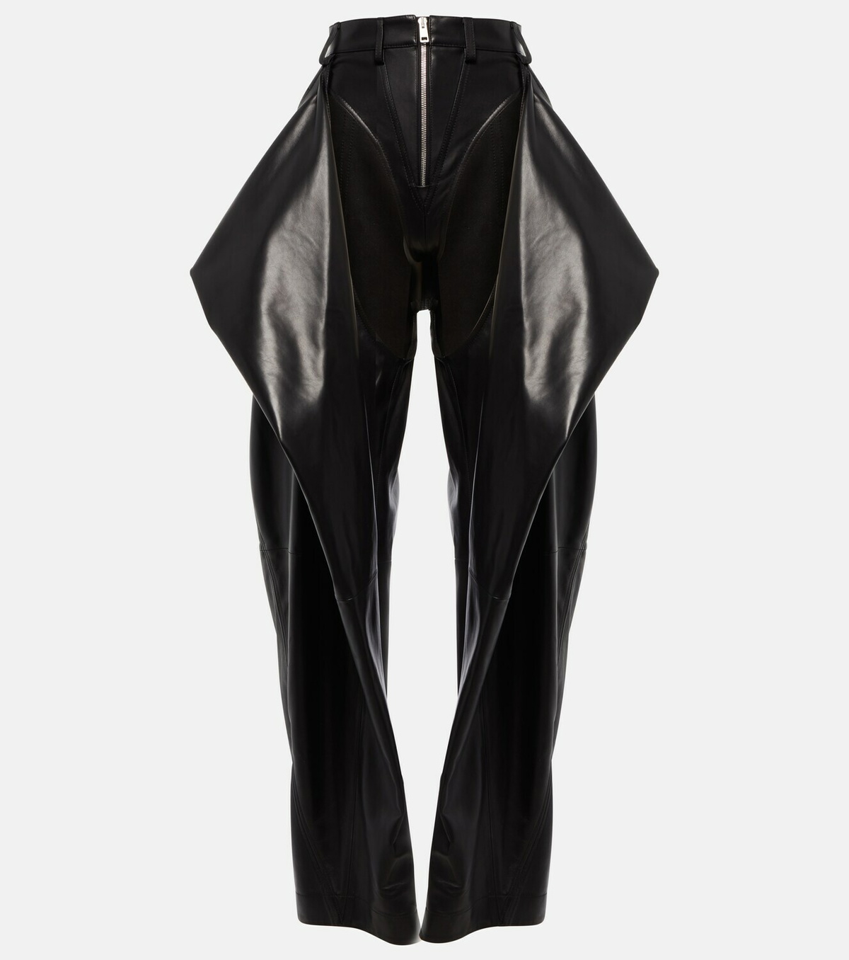 Mugler - High-rise cutout leather pants Mugler