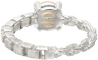 WWW.WILLSHOTT Silver & Pearl Split Chain Solitaire Ring