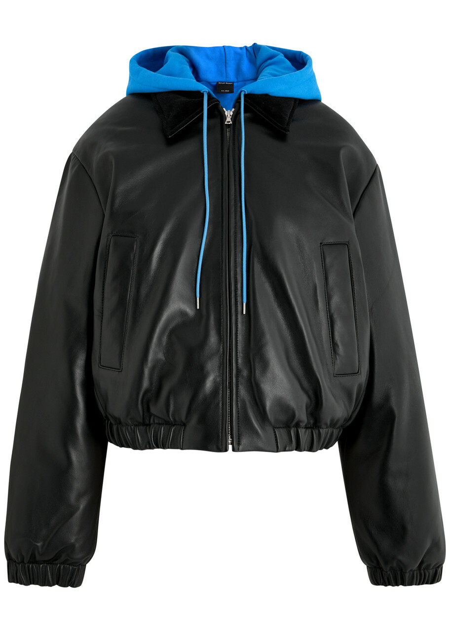 Meryll Rogge Padded Hooded Leather Bomber Jacket Black Meryll Rogge Meryll Rogge Padded Hooded Leather Bomber Jacket Black Meryll Rogge
