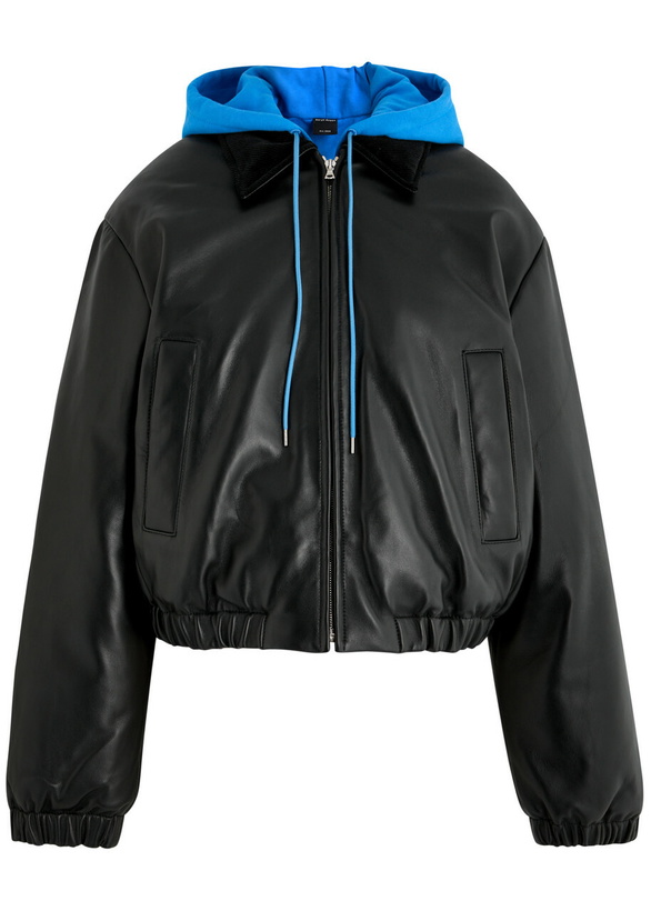 Photo: Meryll Rogge Padded Hooded Leather Bomber Jacket Black