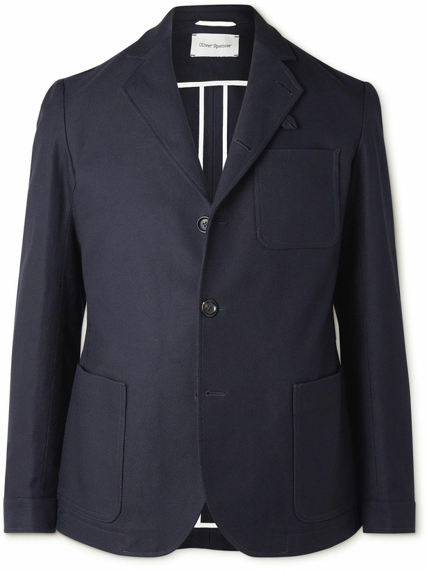 Photo: Oliver Spencer - Solms Textured-Cotton Blazer - Blue