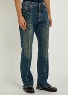 Versace Distressed Straight-leg Jeans Blue
