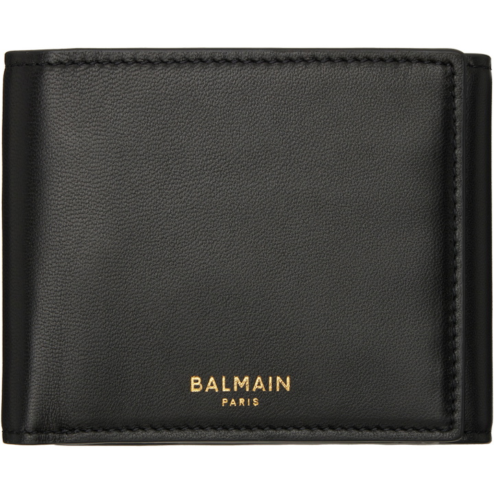 Photo: BALMAIN Black Smooth Leather Trifold Wallet