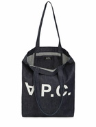 A.P.C. Small Logo Print Cotton Denim Tote Bag