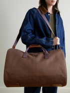 Bennett Winch - Logo-Embroidered Leather-Trimmed Cotton-Twill Suit Carrier and Holdall