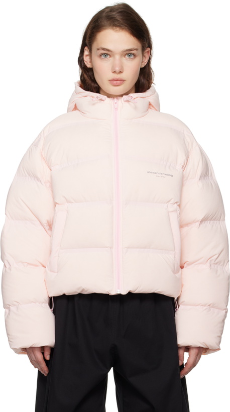 Photo: Alexander Wang Pink Cropped Hooded Puffer Down Coat
