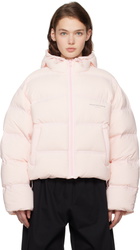 Alexander Wang Pink Cropped Hooded Puffer Down Coat