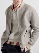 Eleventy - Wool and Cashmere-Blend Herringbone Bomber Jacket - Neutrals