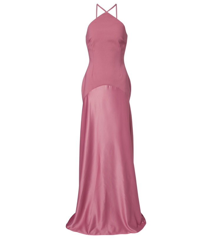 Photo: Solace London Florie satin-trimmed halterneck gown