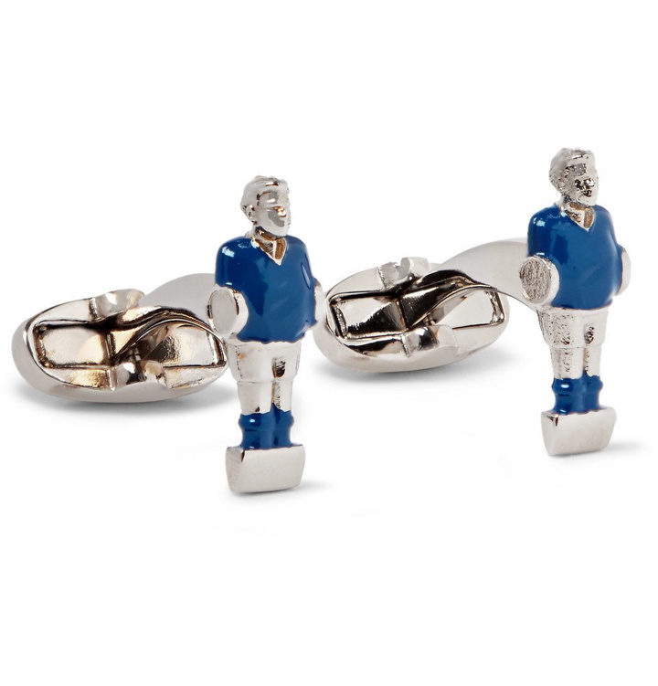 Photo: Paul Smith - Foosball Silver-Tone and Enamel Cufflinks - Men - Blue