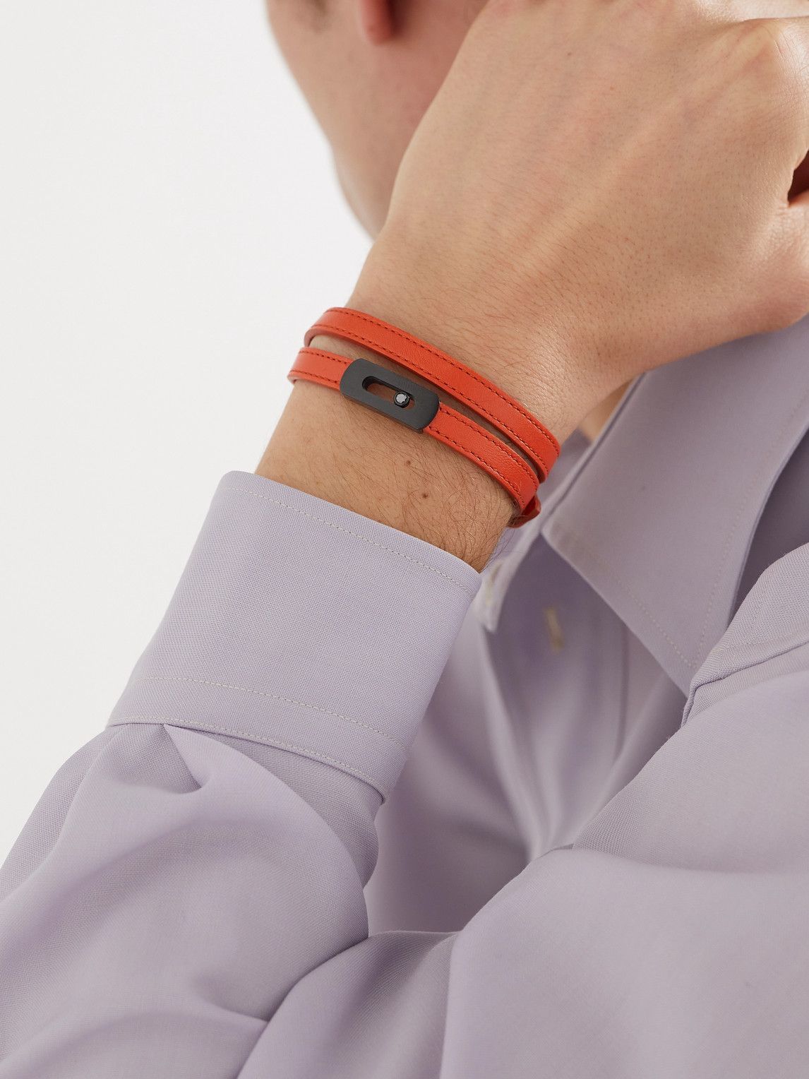 Messika - My Move DLC-Coated, Diamond and Leather Bracelet - Orange