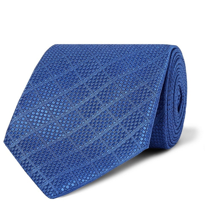 Photo: Giorgio Armani - 8cm Silk and Cotton-Blend Jacquard Tie - Men - Blue