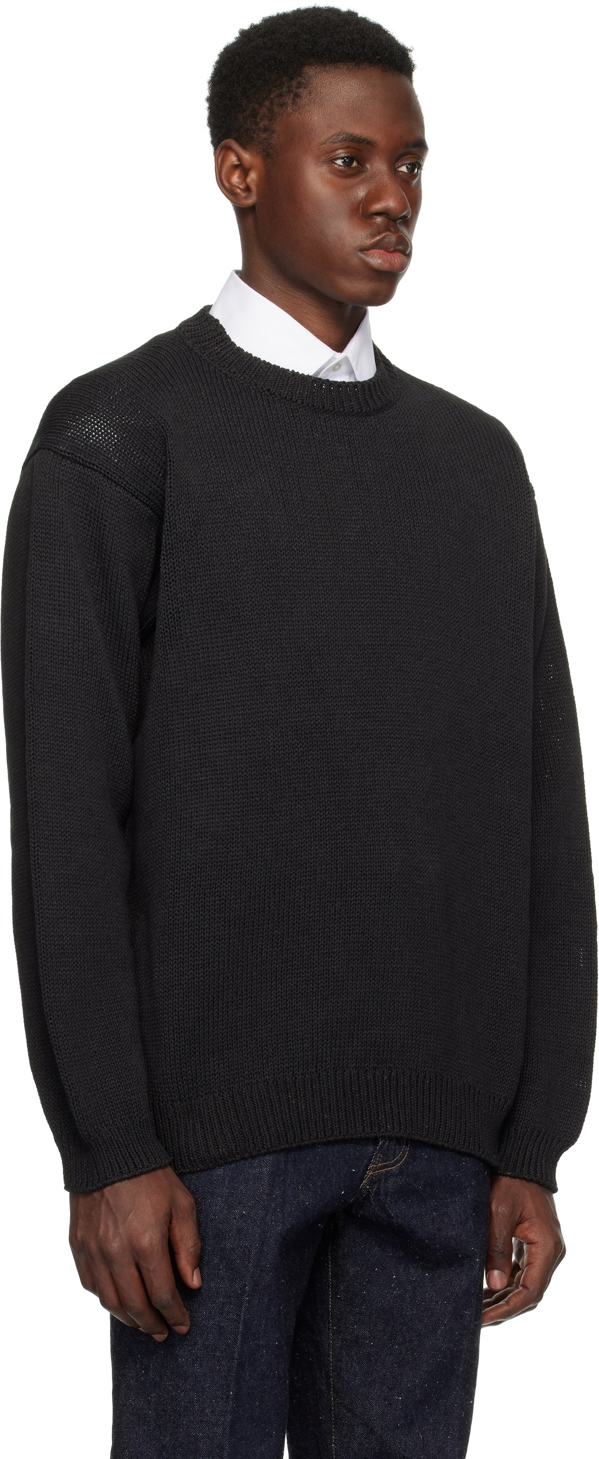 KAPTAIN SUNSHINE Black Cotton Washi Hand Frame Sweater Kaptain