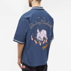 Kenzo Paris Men's Bowling Elephant Vacation Shirt in Midnight Blue